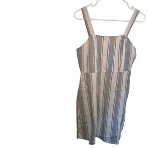Cotton On Sleeveless Mini Dress Beige Blue Stripes